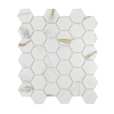 Calacatta Gold 2" x 2" Hexagon Marble Look Mosaic