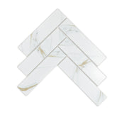 Calacatta Gold 2" x 8" Herringbone Marble Look Mosaic