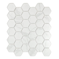 Statuario 2" x 2" Hexagon Marble Look Mosaic
