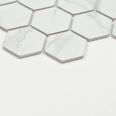 Statuario 2" x 2" Hexagon Marble Look Mosaic