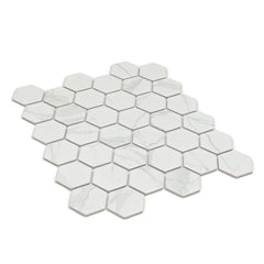 Statuario 2" x 2" Hexagon Marble Look Mosaic