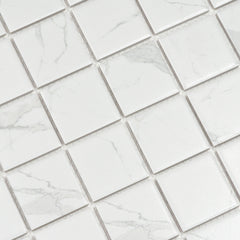 Statuario 2" x 2" Square Marble Look Mosaic