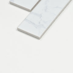 Statuario 2" x 8" Herringbone Marble Look Mosaic