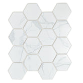 Statuario 3" x 3" Hexagon Marble Look Mosaic