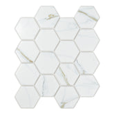 Calacatta Gold 3" x 3" Hexagon Marble Look Mosaic