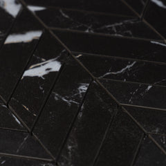 Longo Black Chevron Porcelain Marble Look Mosaic Tile