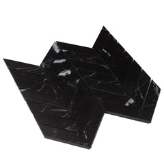 Longo Black Chevron Porcelain Marble Look Mosaic Tile