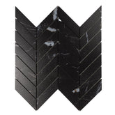 Longo Black Chevron Porcelain Marble Look Mosaic Tile