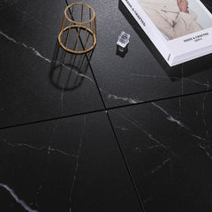 Longo Black 12" x 24" Marble Look Porcelain Tile