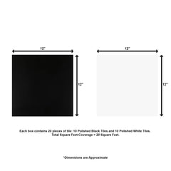 12" x 12" Polished Checkered Pattern Floor and Wall Tiles