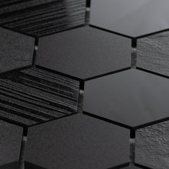 Nano Black 3" x 3" Porcelain Hexagon Mosaic Wall & Floor Tile