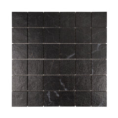 Onda Black Textured Porcelain Marble Look Square Mosaic Tile