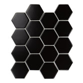 Shades Nox Black 3" x 3" Hexagon Mosaic