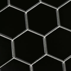 Shades Nox Black 3" x 3" Hexagon Mosaic