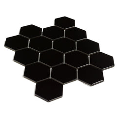 Shades Nox Black 3" x 3" Hexagon Mosaic