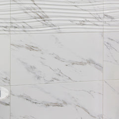 dAntilia 12" x 24" Marble Look Carrara 3D Wall Tile