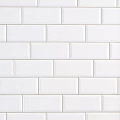Eclipse 4" x 12" Beveled White Subway Wall Tile