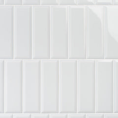 Eclipse 4" x 12" Beveled White Subway Wall Tile