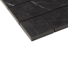Onda Black Textured Porcelain Marble Look Square Mosaic Tile