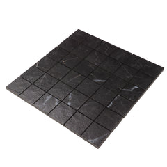 Onda Black Textured Porcelain Marble Look Square Mosaic Tile