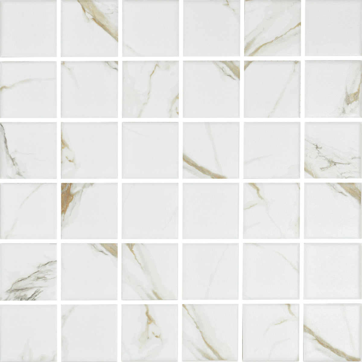 Calacatta Gold 2" x 2" Square Marble Look Mosaic