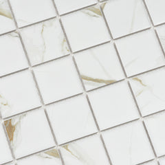 Calacatta Gold 2" x 2" Square Marble Look Mosaic