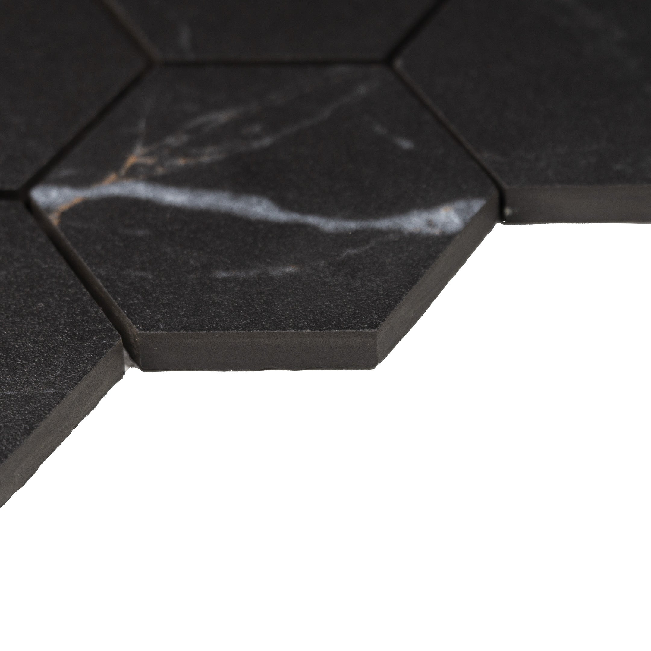 Longo Black 3" x 3" Hexagon Porcelain Marble Look Mosaic Tile