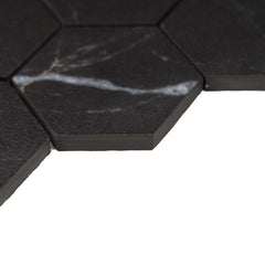 Longo Black 3" x 3" Hexagon Porcelain Marble Look Mosaic Tile