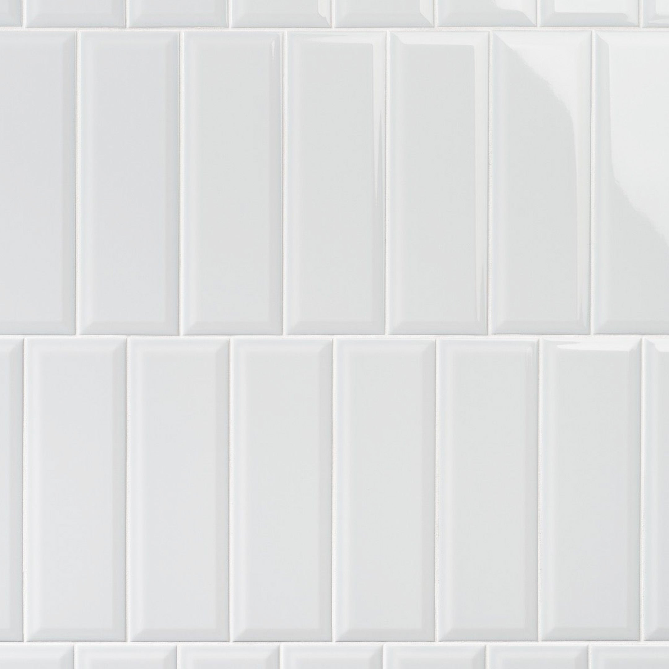 Eclipse 4" x 12" Beveled White Subway Wall Tile