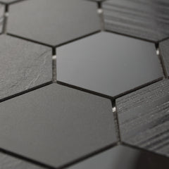 Nano Black 3" x 3" Porcelain Hexagon Mosaic Wall & Floor Tile