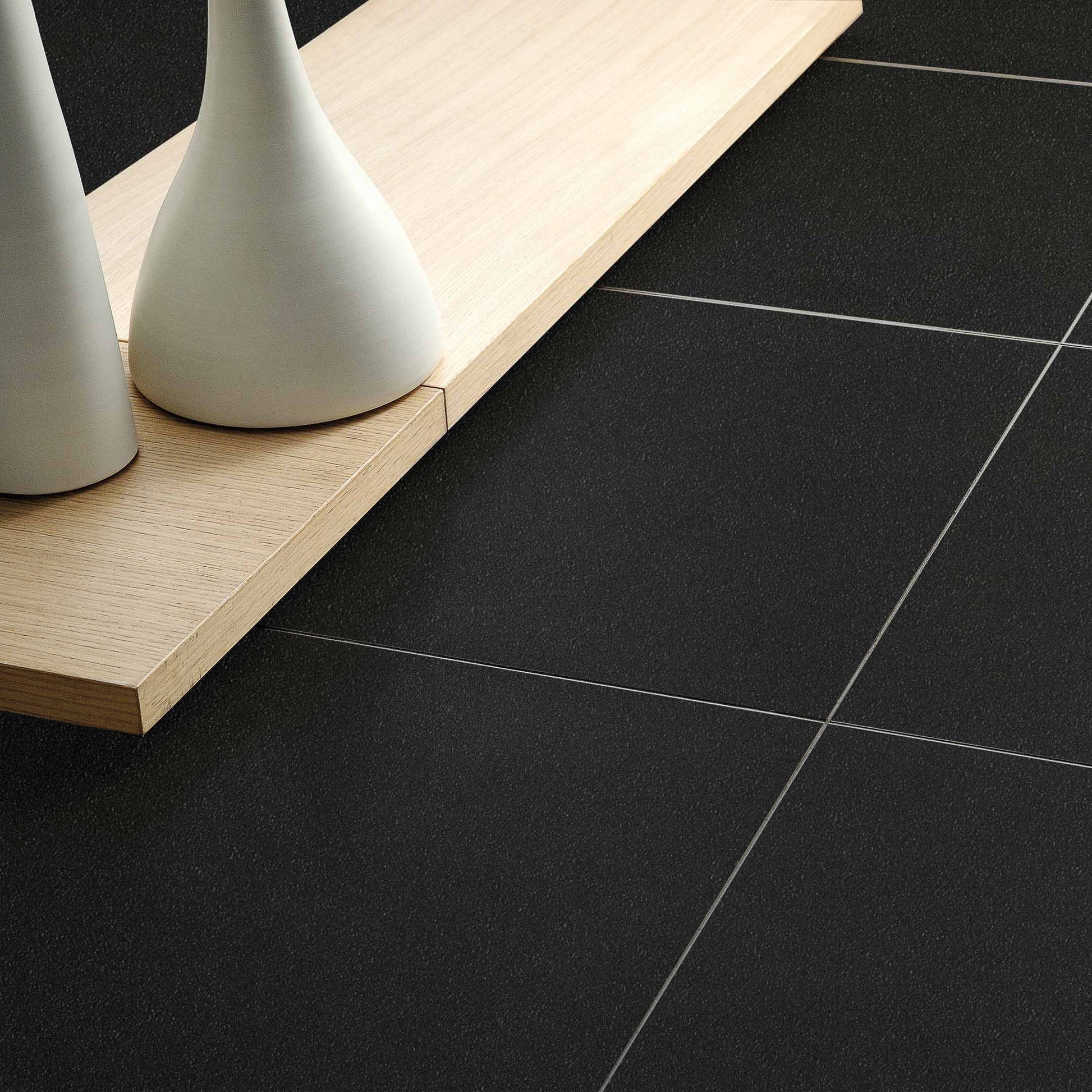 Qube Tiles Nano Absolute Black 12 x 12 Porcelain Floor & Wall Tile - Clear/Black